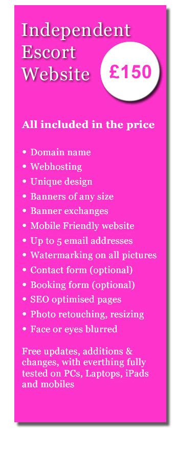 Escort website design for independent escort companions.